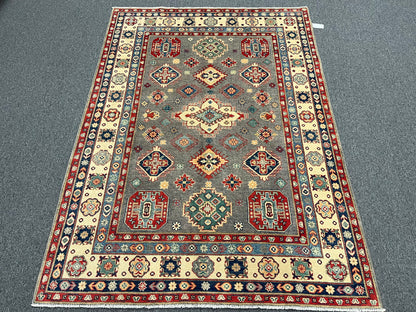 Kazak Gray 6X8 Handmade Wool Rug # 13900