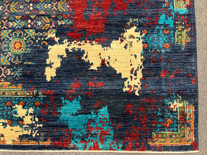 9X12 Mamluk Multicolor Handmade Wool Rug # 14699