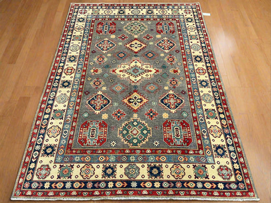 Kazak Gray 6X8 Handmade Wool Rug # 13900