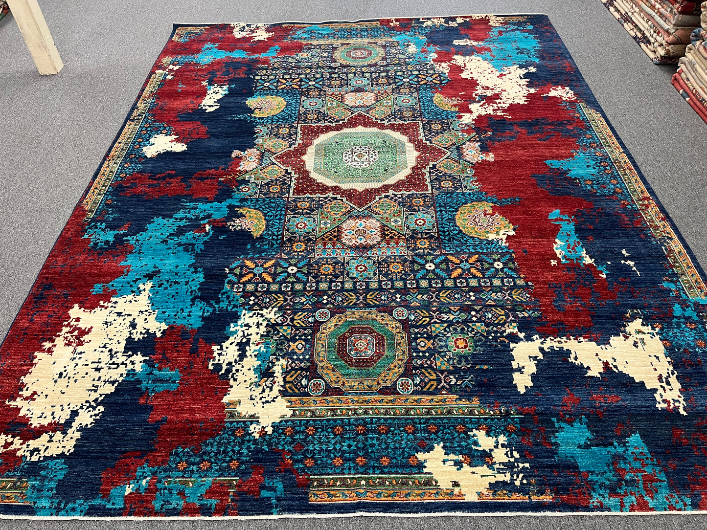 9X12 Mamluk Multicolor Handmade Wool Rug # 14699