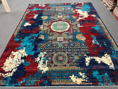 9X12 Mamluk Multicolor Handmade Wool Rug # 14699