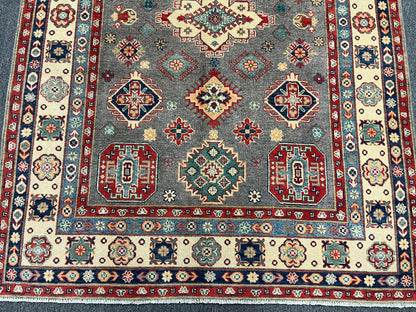 Kazak Gray 6X8 Handmade Wool Rug # 13900
