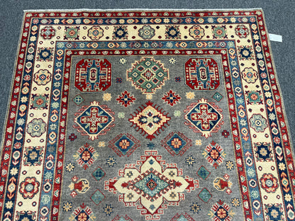Kazak Gray 6X8 Handmade Wool Rug # 13900