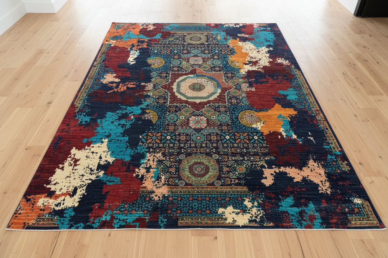 9X12 Mamluk Multicolor Handmade Wool Rug # 14698