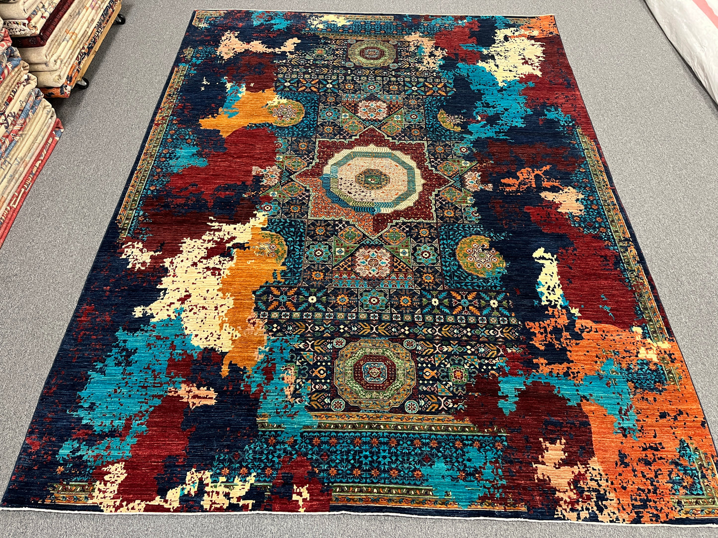 9X12 Mamluk Multicolor Handmade Wool Rug # 14698