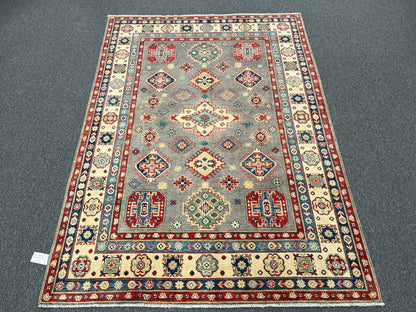 Kazak Gray 6X8 Handmade Wool Rug # 13900