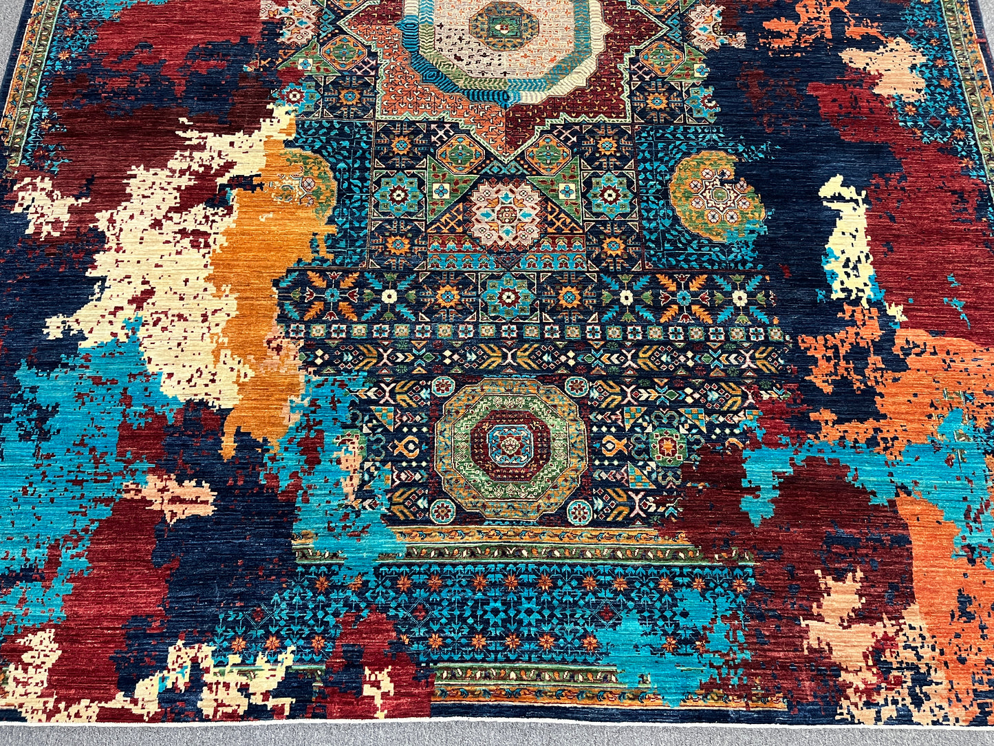 9X12 Mamluk Multicolor Handmade Wool Rug # 14698