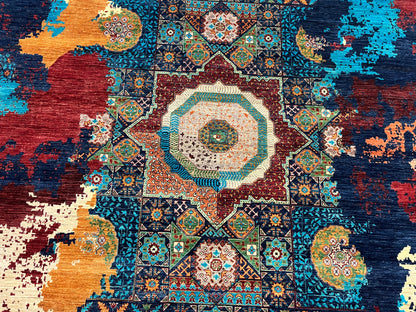9X12 Mamluk Multicolor Handmade Wool Rug # 14698