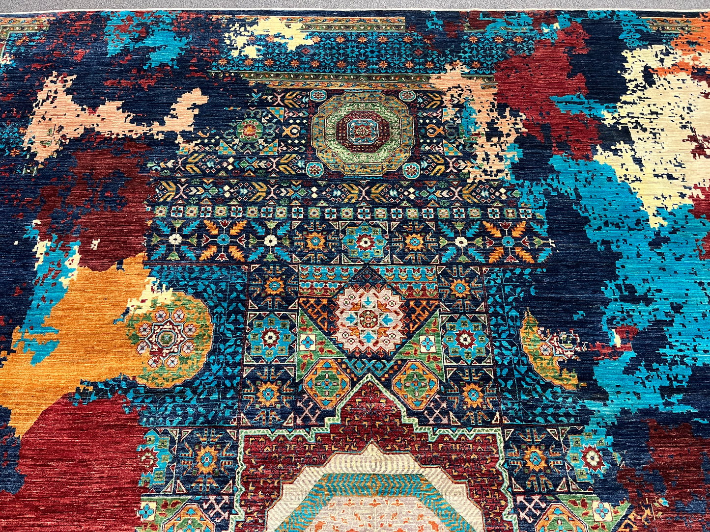 9X12 Mamluk Multicolor Handmade Wool Rug # 14698