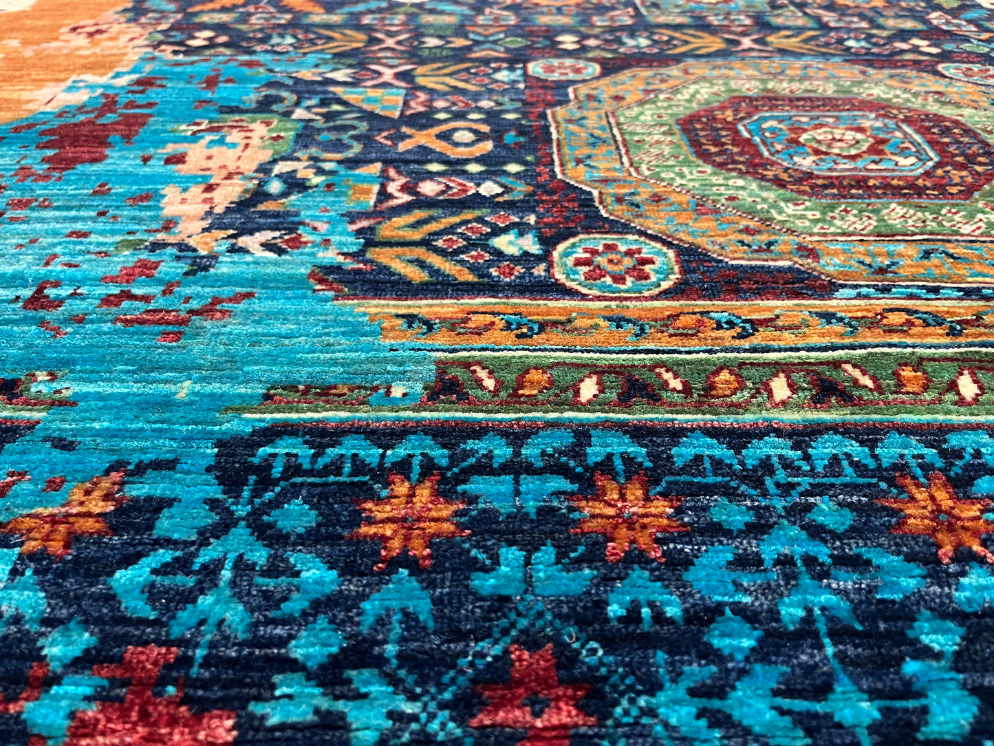 9X12 Mamluk Multicolor Handmade Wool Rug # 14698