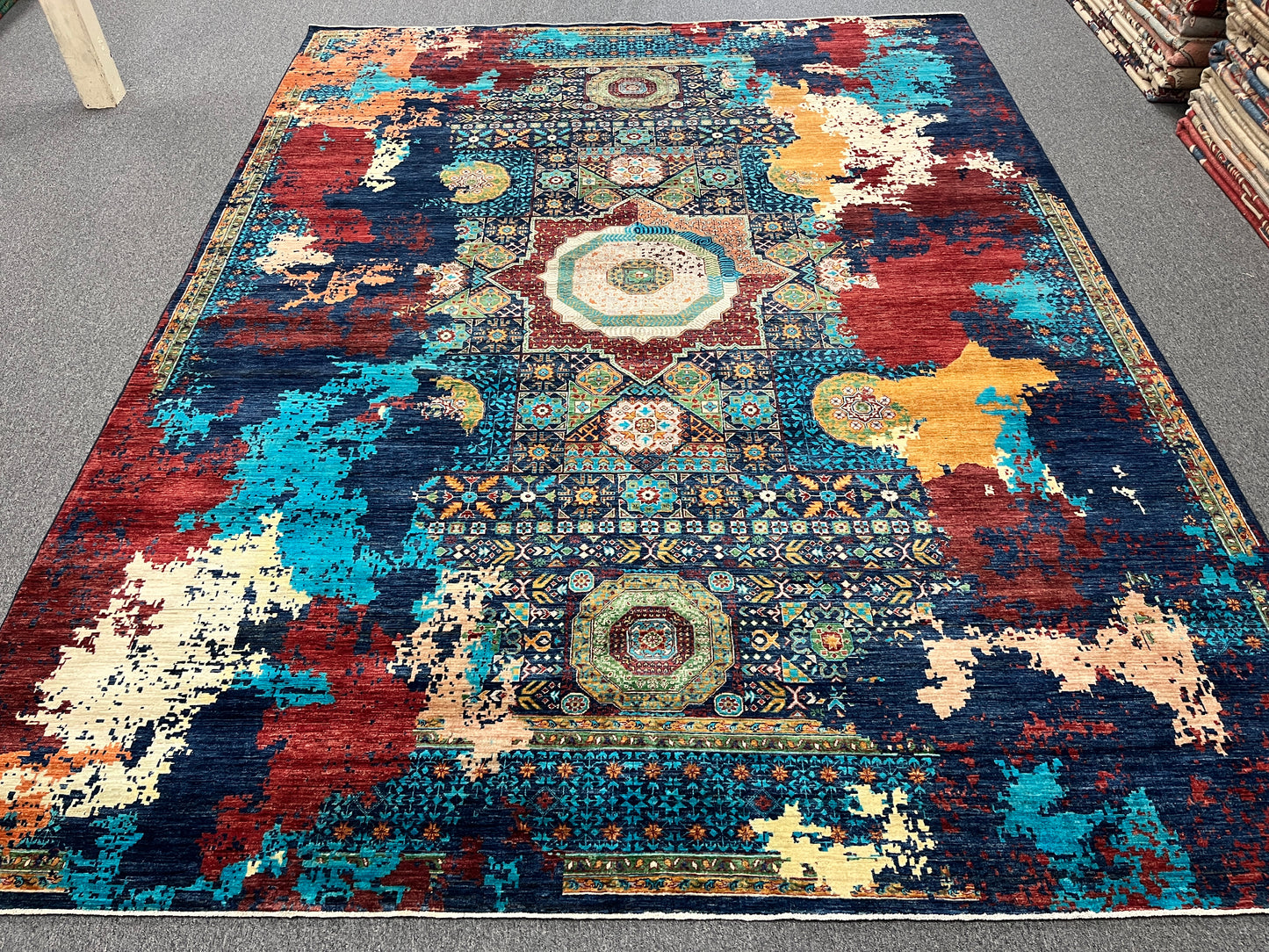 9X12 Mamluk Multicolor Handmade Wool Rug # 14698