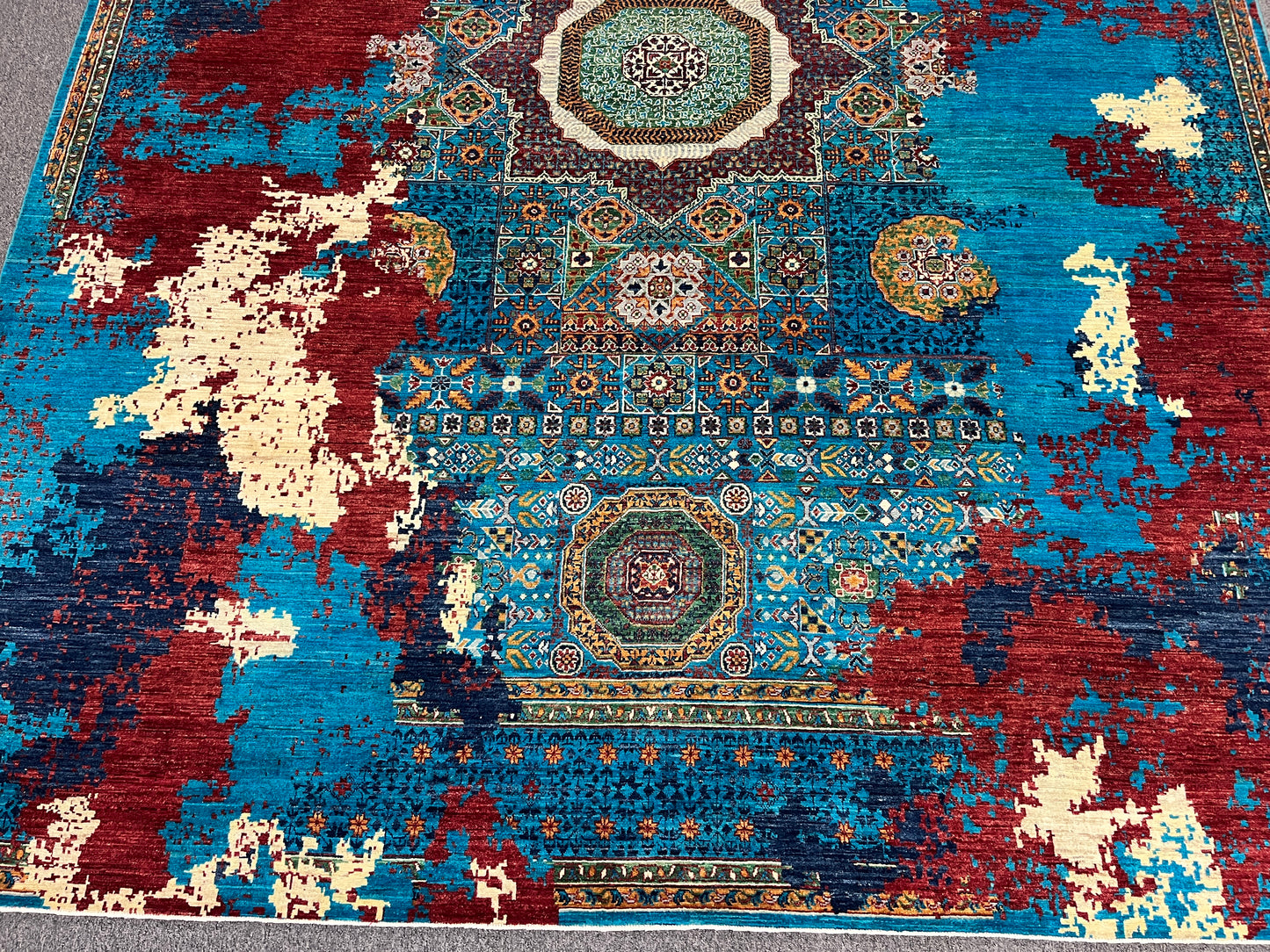 9X12 Mamluk Multicolor Abstract Handmade Wool Rug # 14724