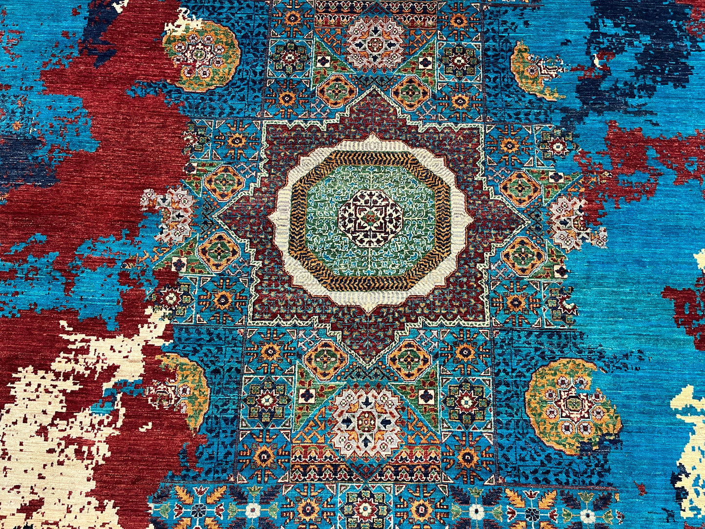 9X12 Mamluk Multicolor Abstract Handmade Wool Rug # 14724