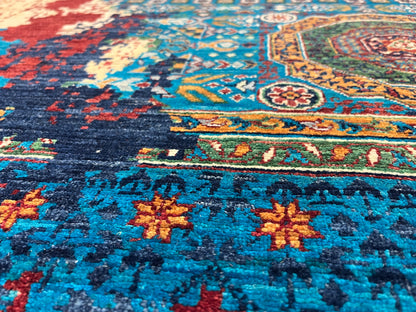 9X12 Mamluk Multicolor Abstract Handmade Wool Rug # 14724
