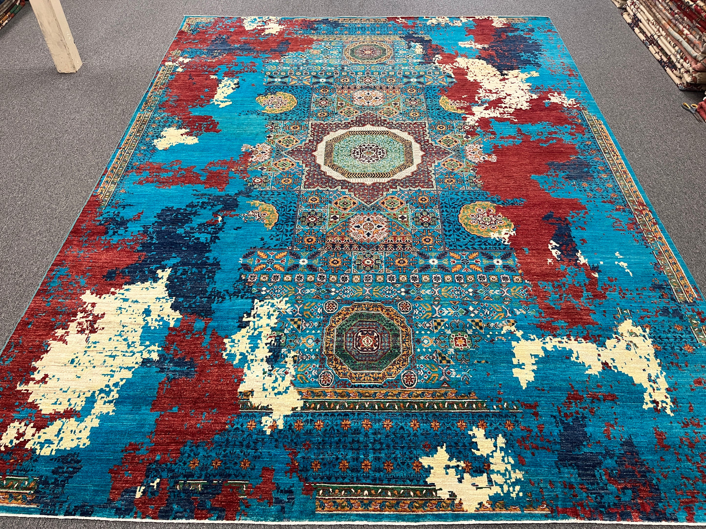 9X12 Mamluk Multicolor Abstract Handmade Wool Rug # 14724