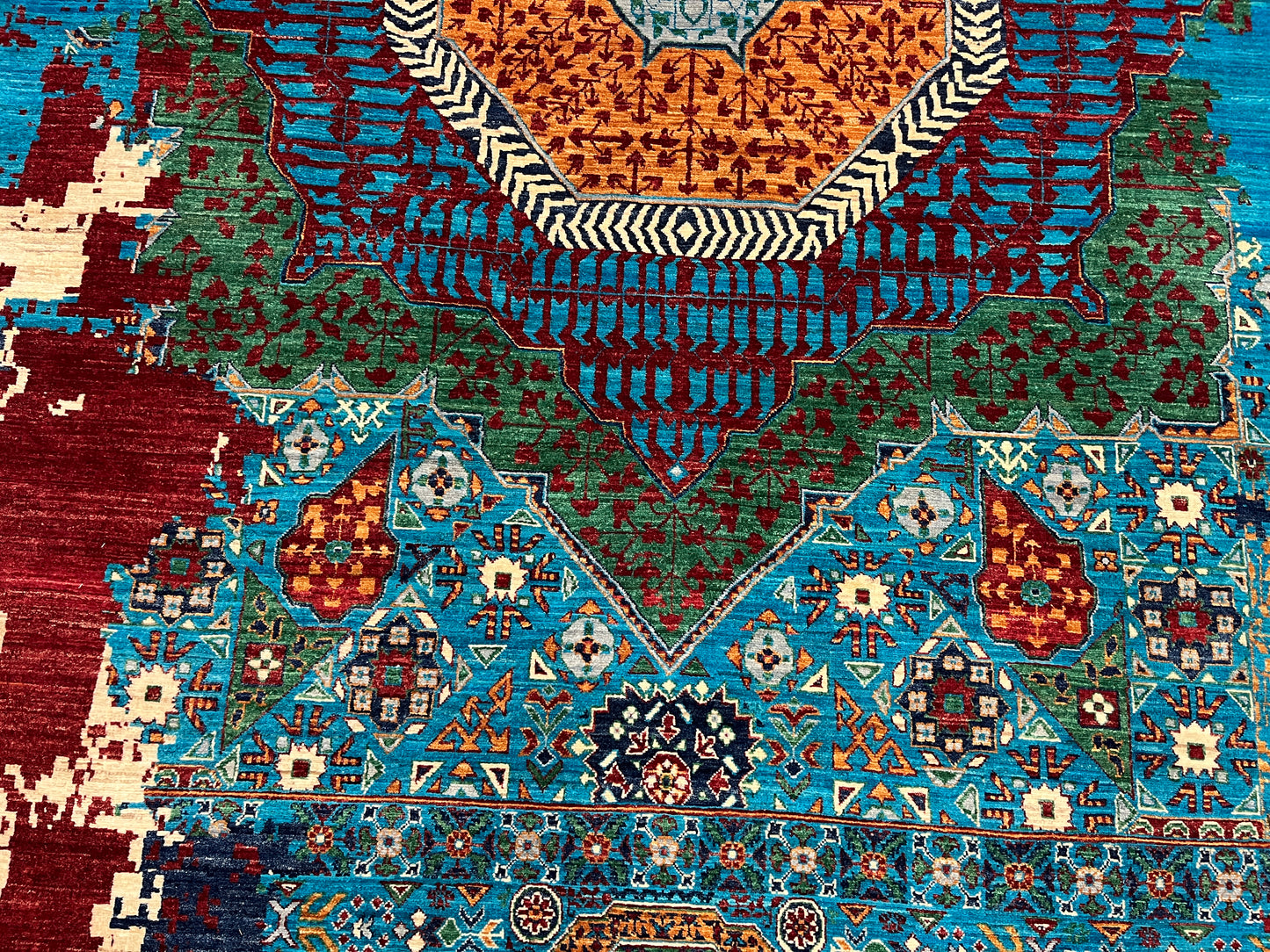 10X13 Mamluk Multicolor Abstract Handmade Wool Rug # 14725