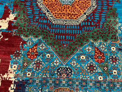 10X13 Mamluk Multicolor Abstract Handmade Wool Rug # 14725