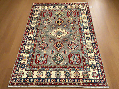 Kazak Gray 6X8 Handmade Wool Rug # 13649