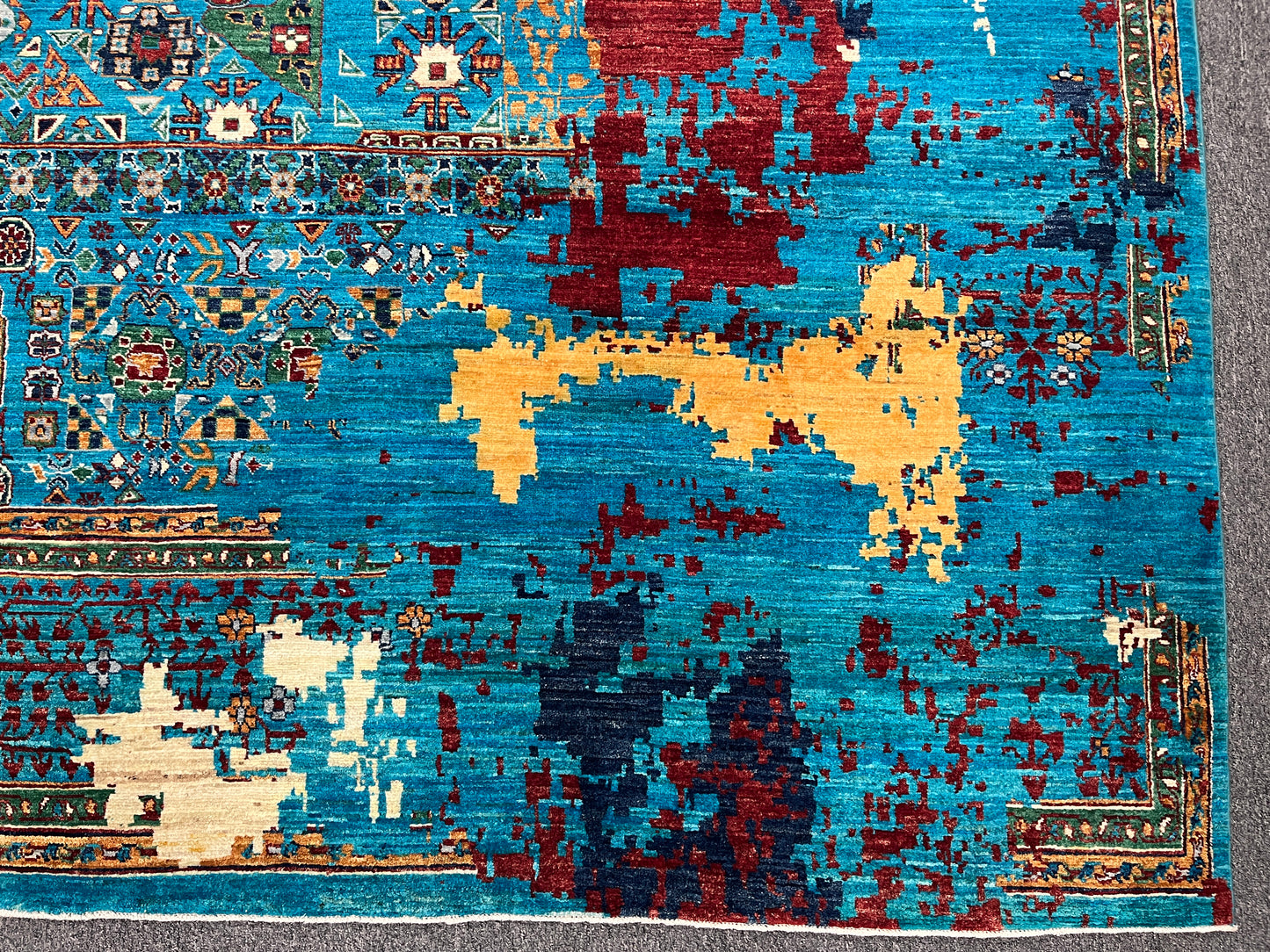 10X13 Mamluk Multicolor Abstract Handmade Wool Rug # 14725