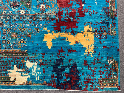 10X13 Mamluk Multicolor Abstract Handmade Wool Rug # 14725