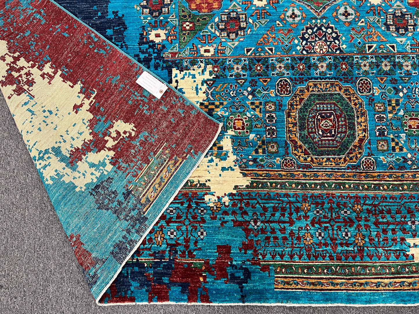 10X13 Mamluk Multicolor Abstract Handmade Wool Rug # 14725