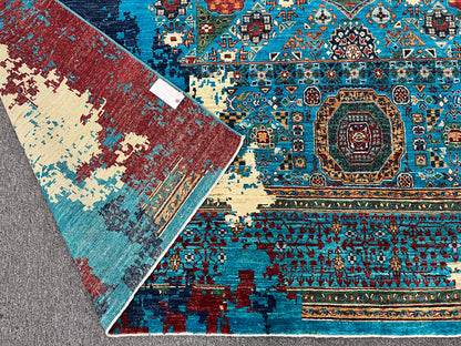 10X13 Mamluk Multicolor Abstract Handmade Wool Rug # 14725