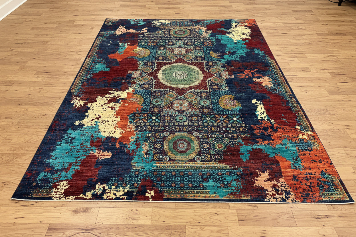 9X12 Mamluk Multicolor Handmade Wool Rug # 14716