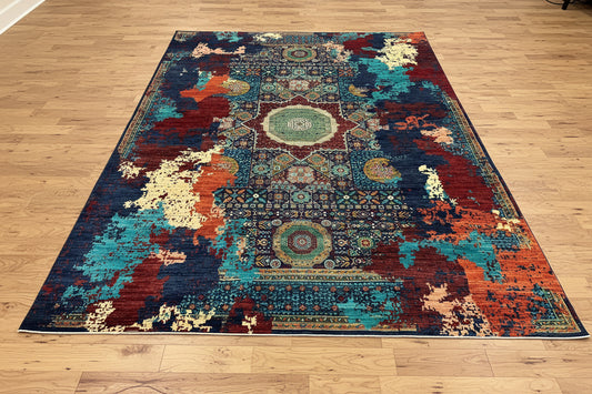9X12 Mamluk Multicolor Handmade Wool Rug # 14716