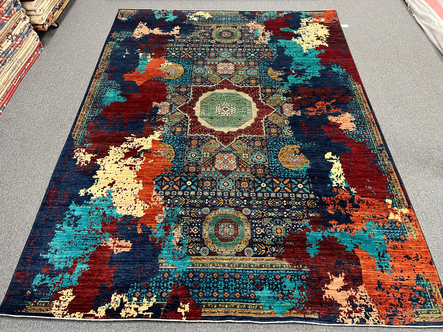 9X12 Mamluk Multicolor Handmade Wool Rug # 14716