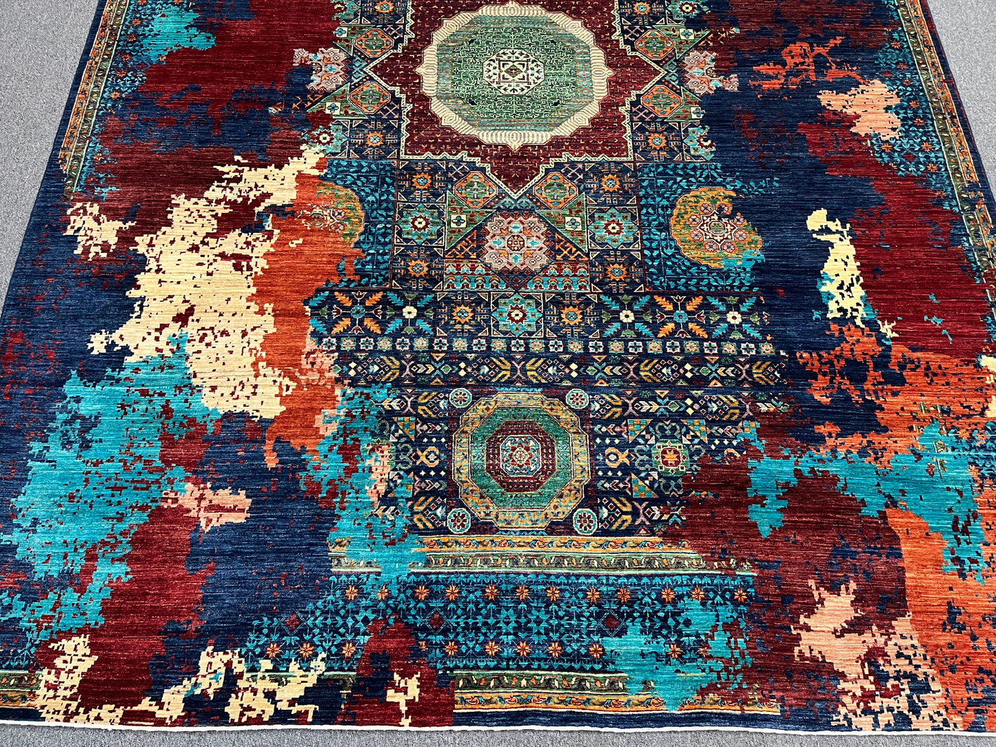 9X12 Mamluk Multicolor Handmade Wool Rug # 14716
