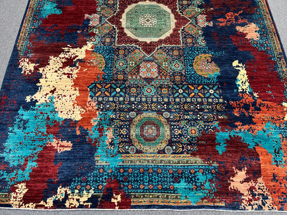 9X12 Mamluk Multicolor Handmade Wool Rug # 14716