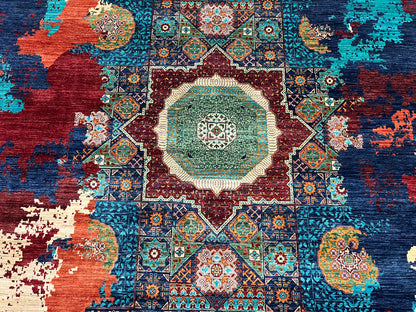 9X12 Mamluk Multicolor Handmade Wool Rug # 14716