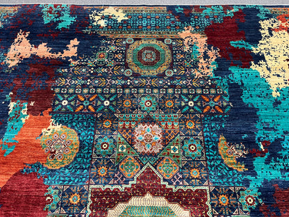 9X12 Mamluk Multicolor Handmade Wool Rug # 14716