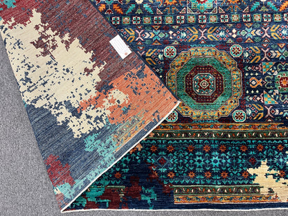 9X12 Mamluk Multicolor Handmade Wool Rug # 14716