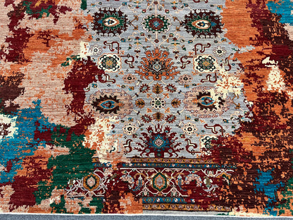 9X12 Mamluk Multicolor Handmade Wool Rug # 14717
