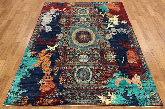 8X10 Mamluk Multicolor Handmade Wool Rug # 14715