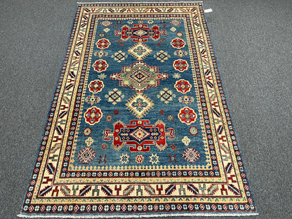Kazak Light Blue 5X8 Handmade Wool Rug # 13651