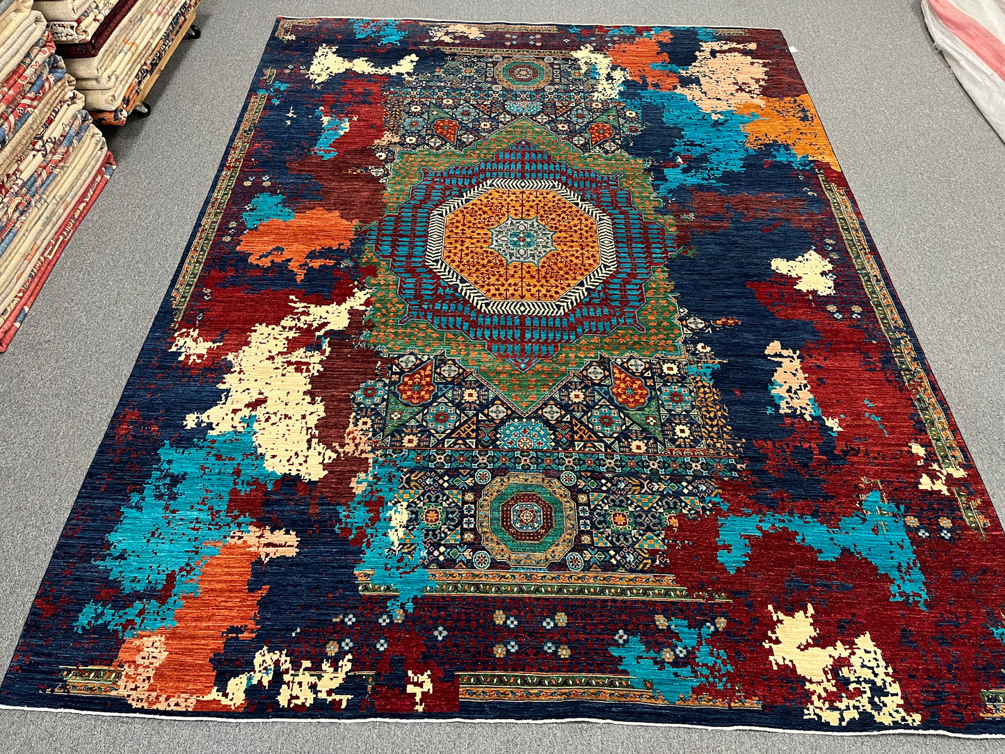 10X13 Mamluk Multicolor Handmade Wool Rug # 14714