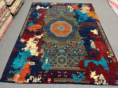 10X13 Mamluk Multicolor Handmade Wool Rug # 14714
