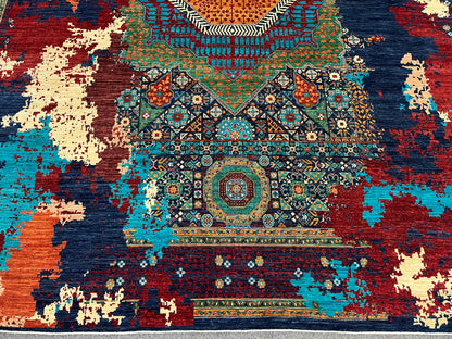 10X13 Mamluk Multicolor Handmade Wool Rug # 14714