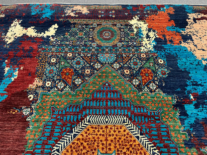 10X13 Mamluk Multicolor Handmade Wool Rug # 14714