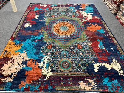 10X13 Mamluk Multicolor Handmade Wool Rug # 14714