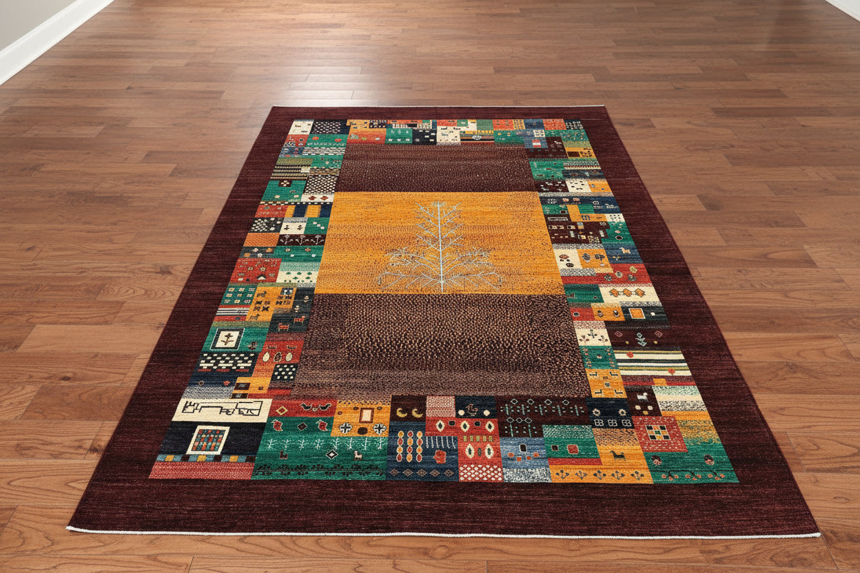 9X12 Gabbeh Loribaft Handmade Wool Tribal Rug # 14733