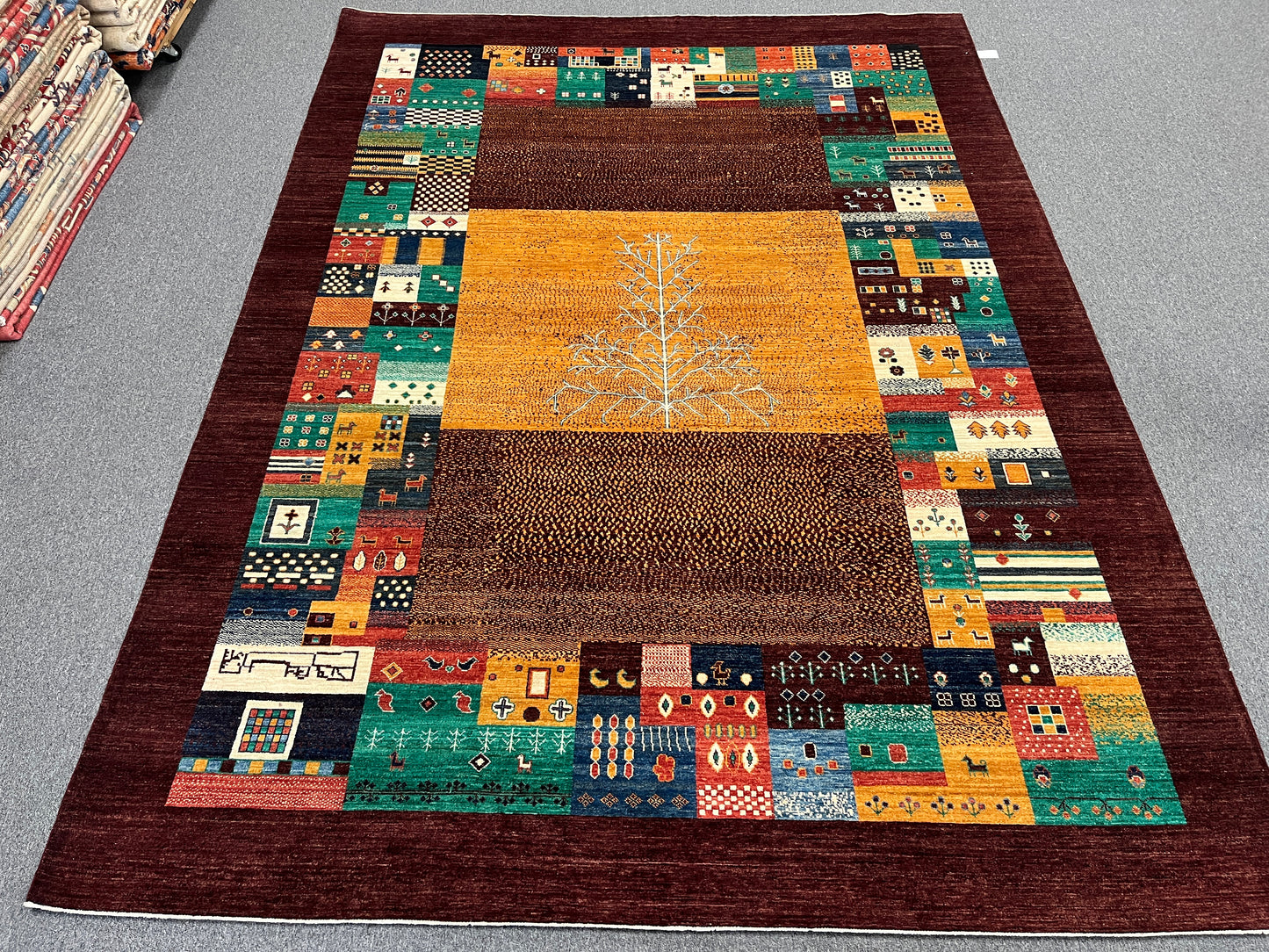 9X12 Gabbeh Loribaft Handmade Wool Tribal Rug # 14733