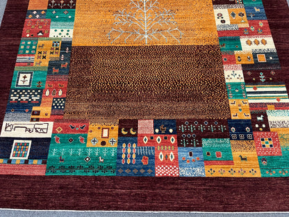 9X12 Gabbeh Loribaft Handmade Wool Tribal Rug # 14733