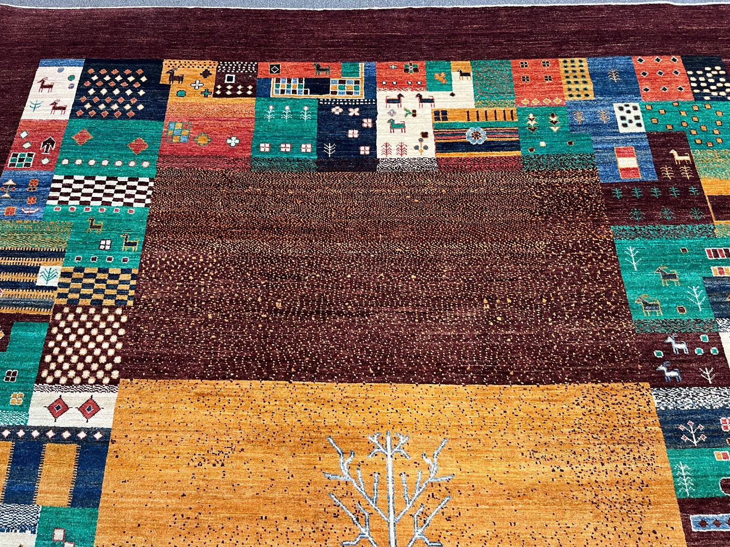 9X12 Gabbeh Loribaft Handmade Wool Tribal Rug # 14733