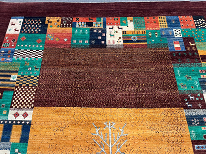 9X12 Gabbeh Loribaft Handmade Wool Tribal Rug # 14733