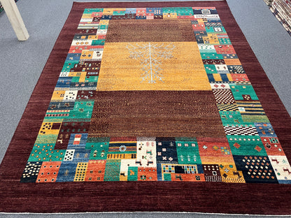 9X12 Gabbeh Loribaft Handmade Wool Tribal Rug # 14733