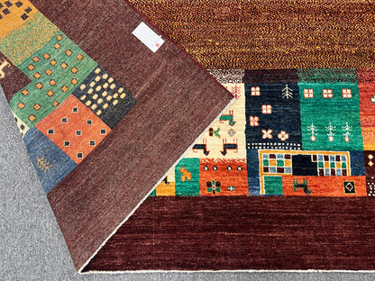 9X12 Gabbeh Loribaft Handmade Wool Tribal Rug # 14733
