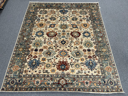 8X10 Beige Aryana Agra Handmade Wool Rug # 14740